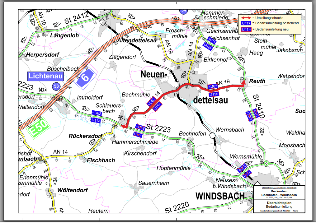  Umleitungsplan Bechhofen - Windsbach 2 