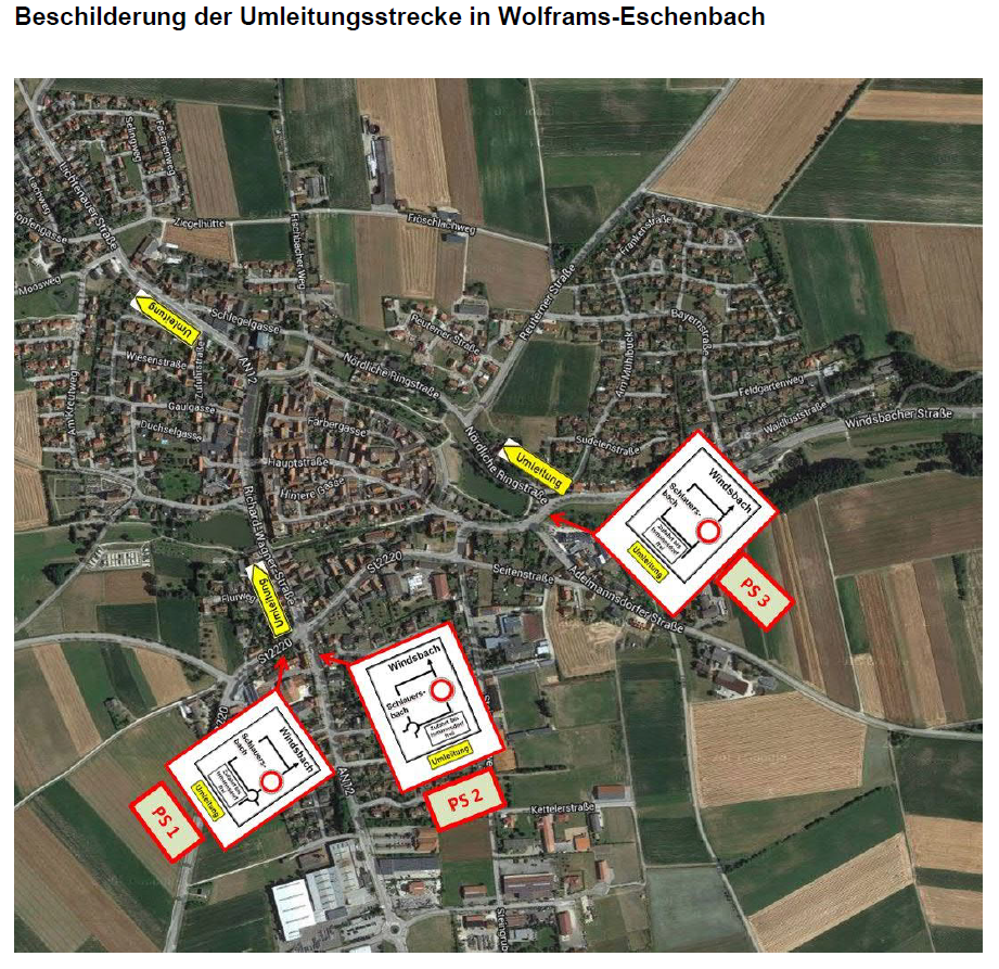  Beschilderung der Umleitungsstrecke in Wolframs-Eschenbach 