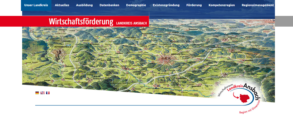  Homepagescreenshot der Wirtschaftsförderung Landkreis Ansbach 